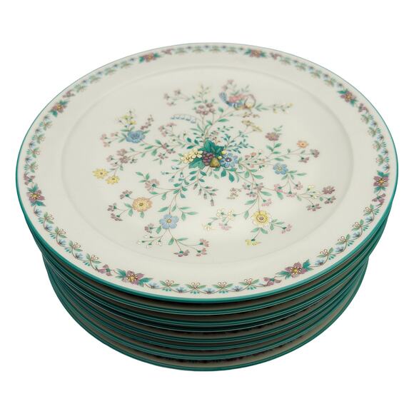 Vintage Noritake Japan Paradise Green 8223 W80 Set of 8 Bread and Butter Plates - Picture 1 of 11